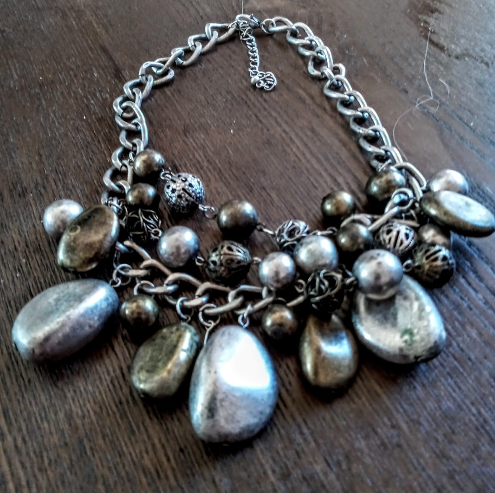 Silver and brass modern necklace